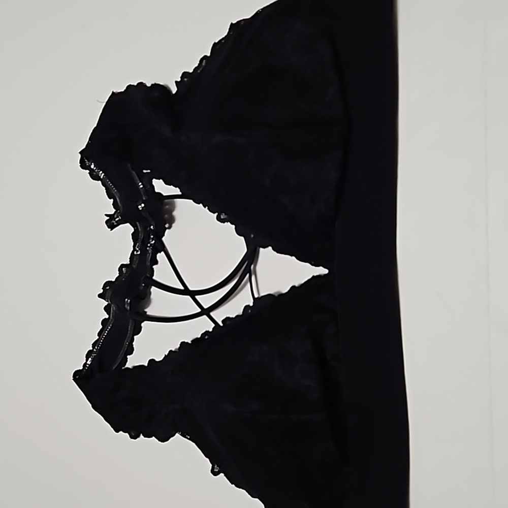 Pink Victoria's Secret Black Lace Bralette With Removable Pads Size L #W-753+